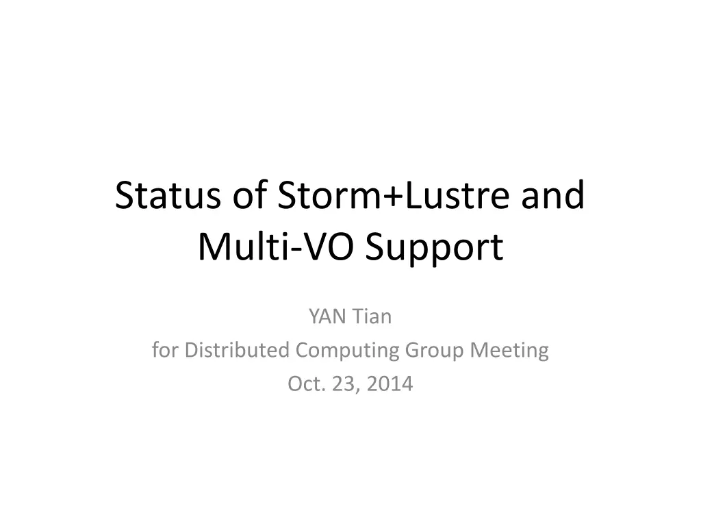 status of storm lustre and multi vo support n.w