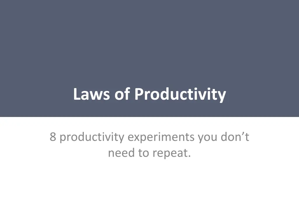 laws of productivity n.w