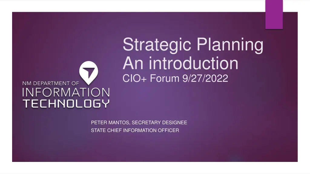 strategic planning an introduction cio forum n.w