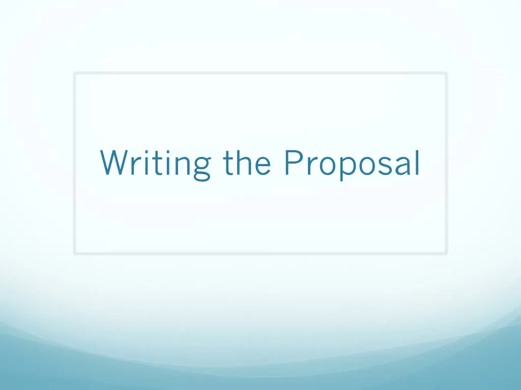 writing the proposal n.w