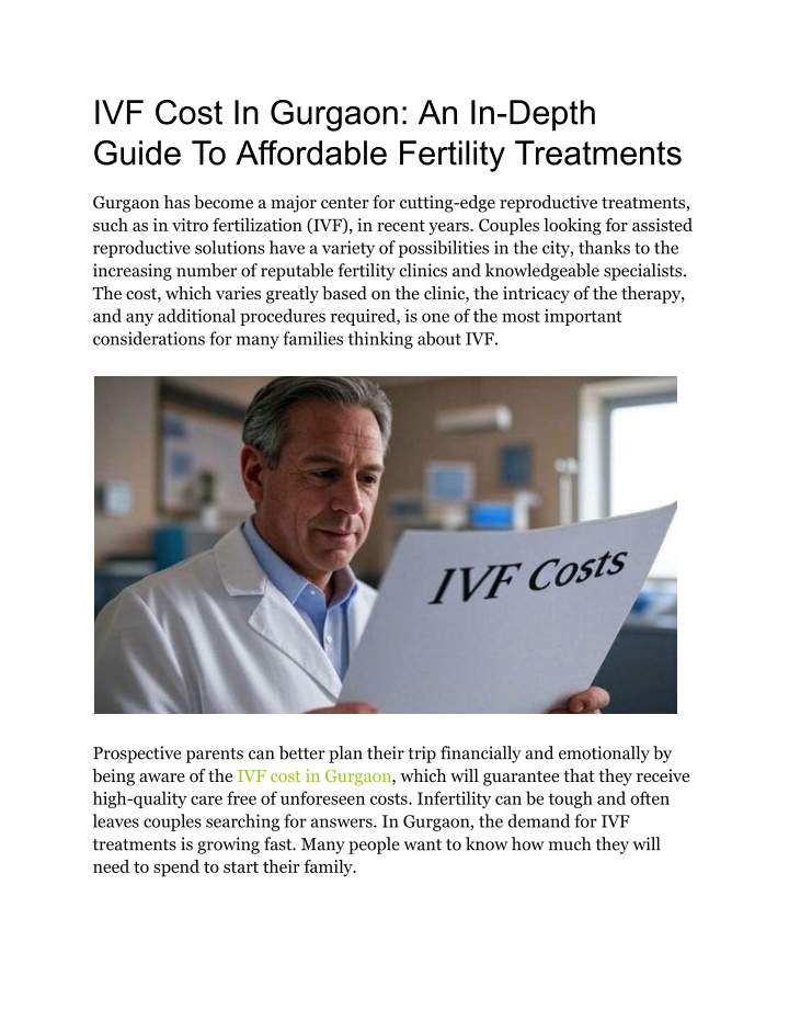 ivf cost in gurgaon an in depth guide n.w