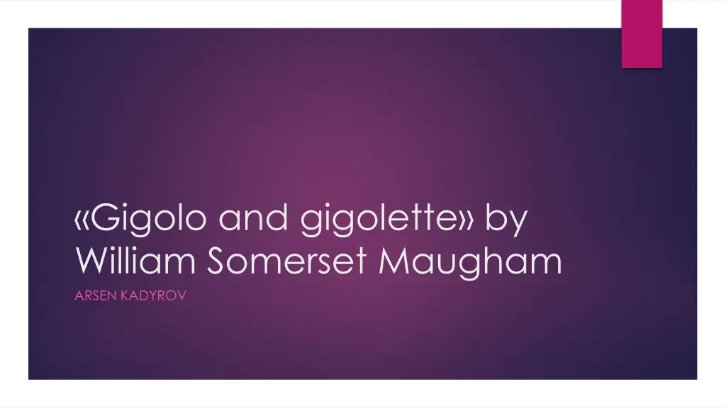 gigolo and gigolette by william somerset maugham n.w