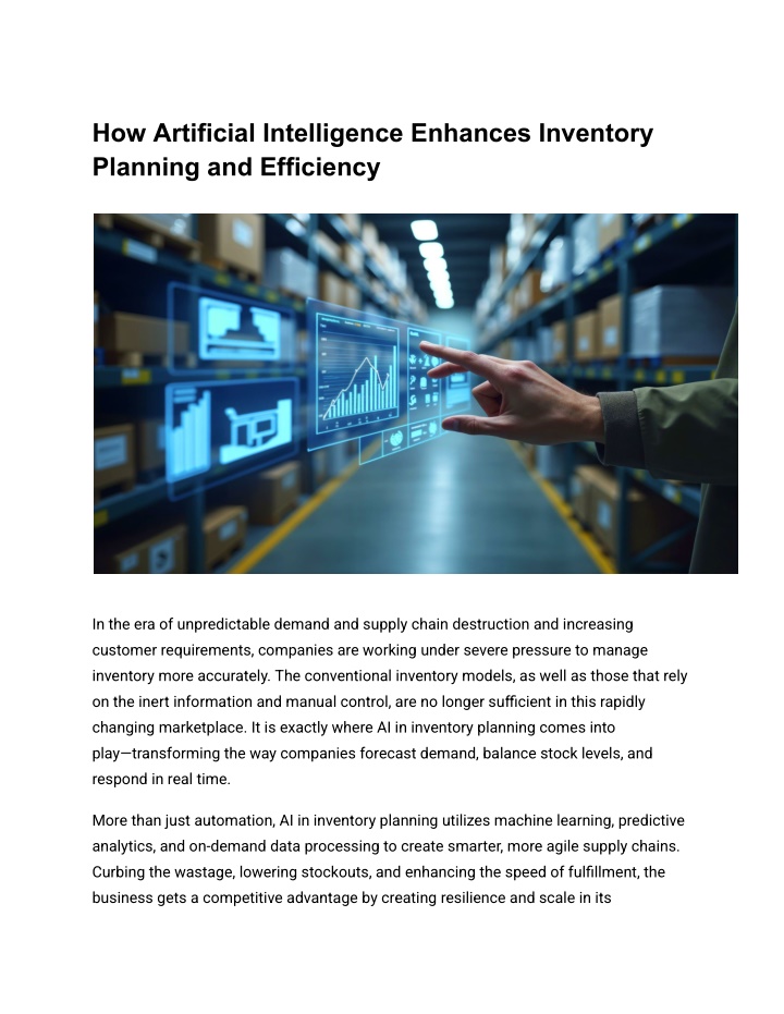 how artificial intelligence enhances inventory n.w