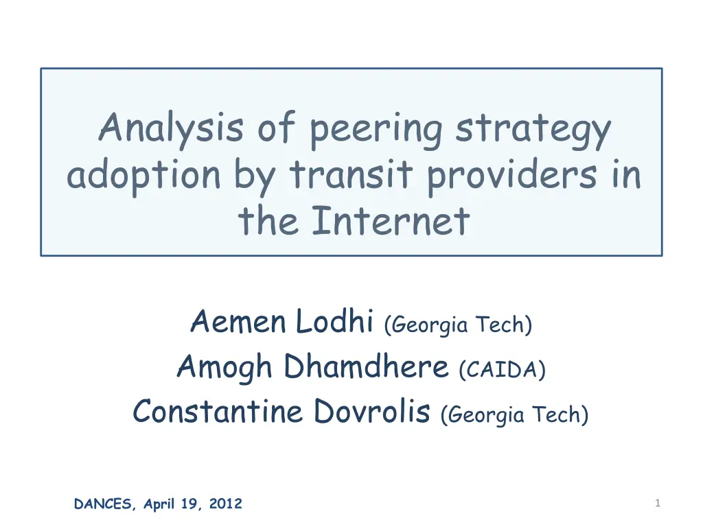 analysis of peering strategy adoption by transit n.w
