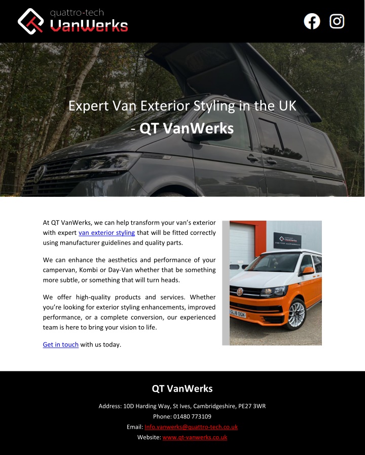 expert van exterior styling in the uk qt vanwerks n.w
