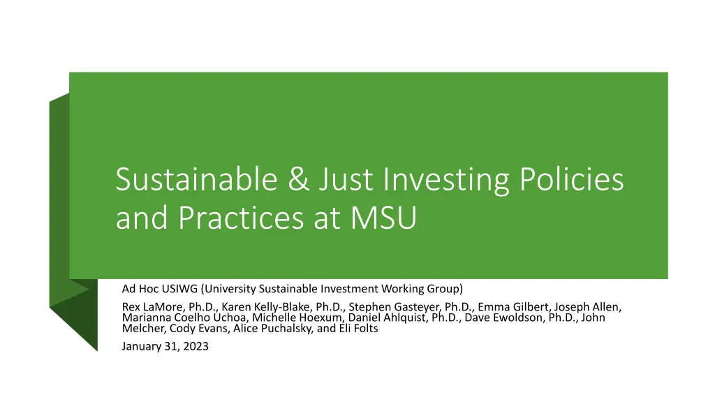 sustainable just investing policies and practices n.w