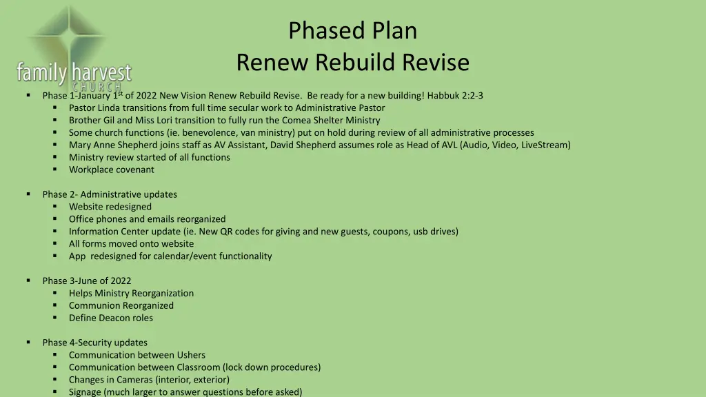 phased plan renew rebuild revise n.w