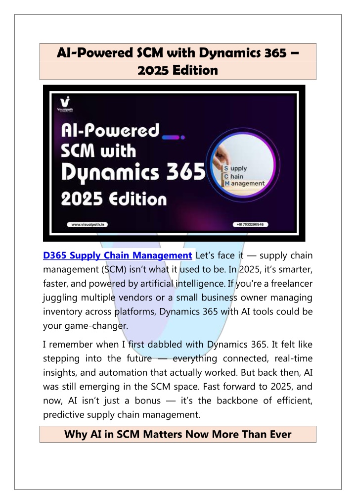 ai powered scm with dynamics 365 2025 edition n.w