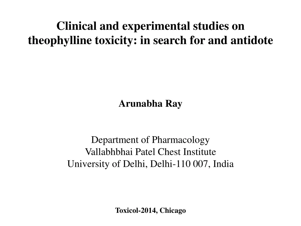 clinical and experimental studies on theophylline n.w