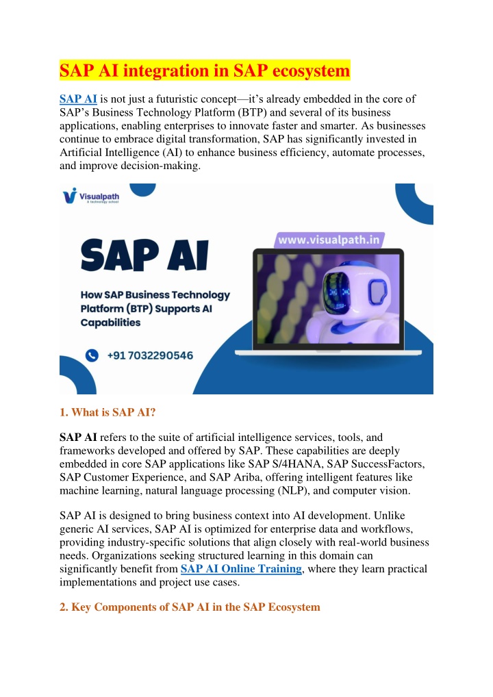 sap ai integration in sap ecosystem n.w