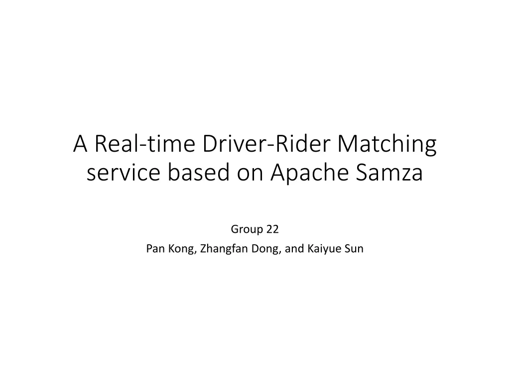 a real time driver rider matching service based n.w