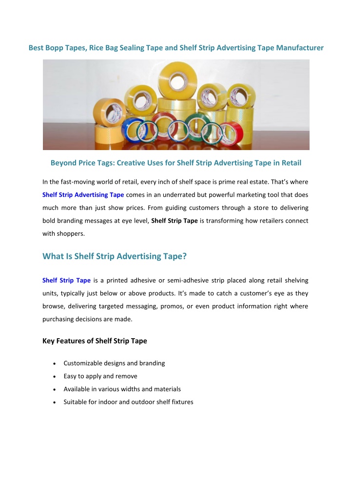 best bopp tapes rice bag sealing tape and shelf n.w