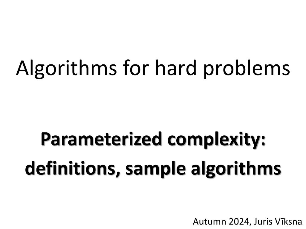 algorithms for hard problems n.w