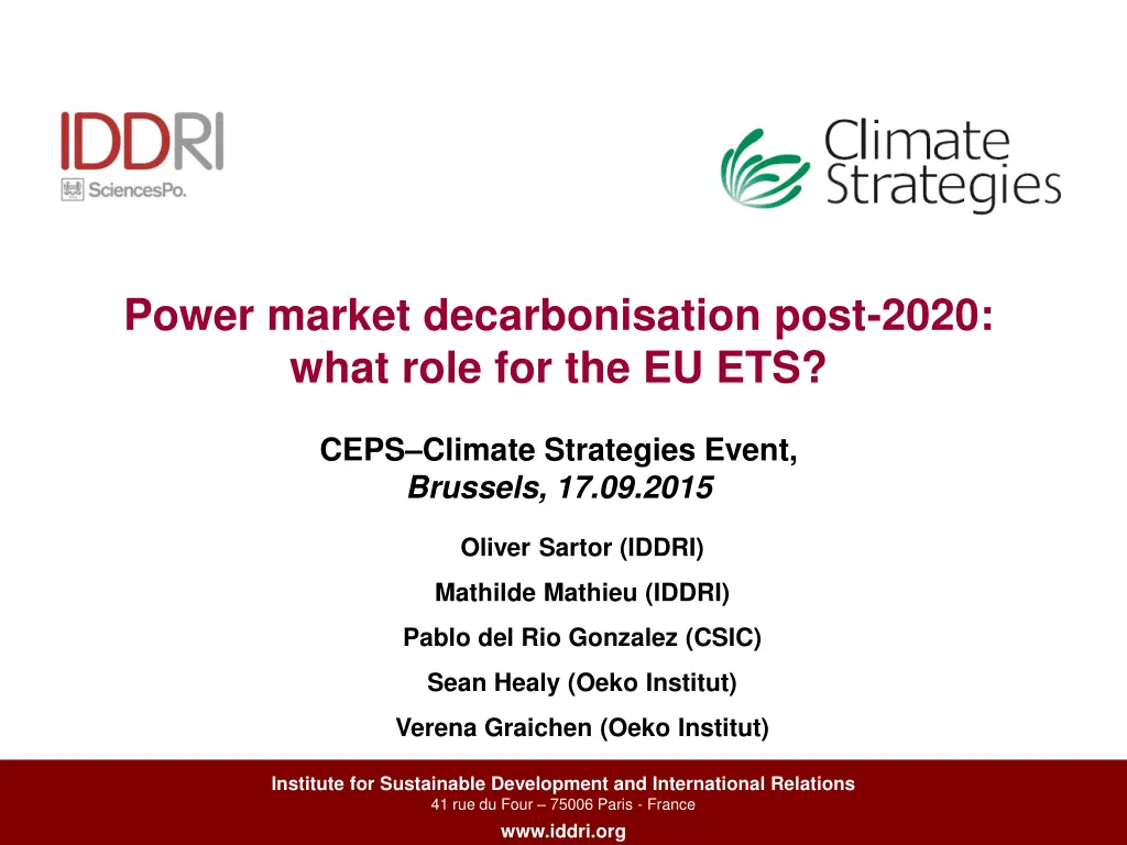 power market decarbonisation post 2020 what role n.w
