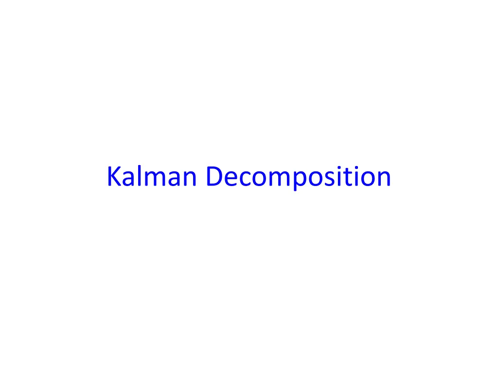 kalman decomposition n.w