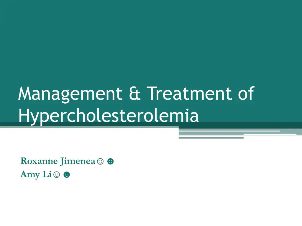 management treatment of hypercholesterolemia n.w