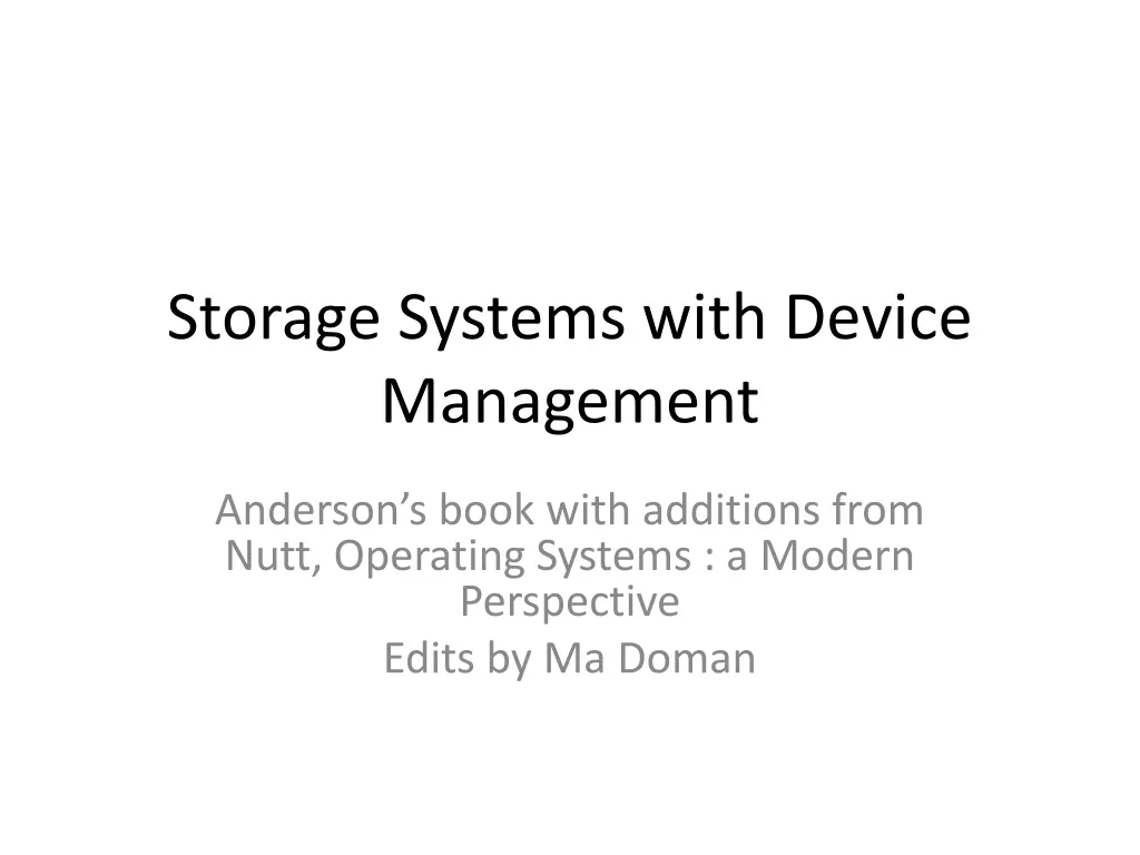 storage systems with device management n.w