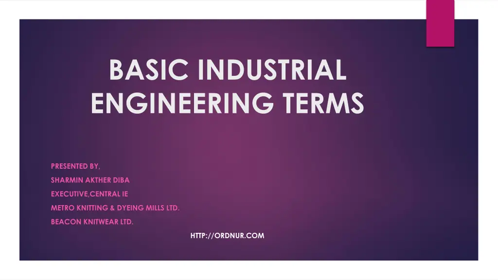 basic industrial engineering terms n.w