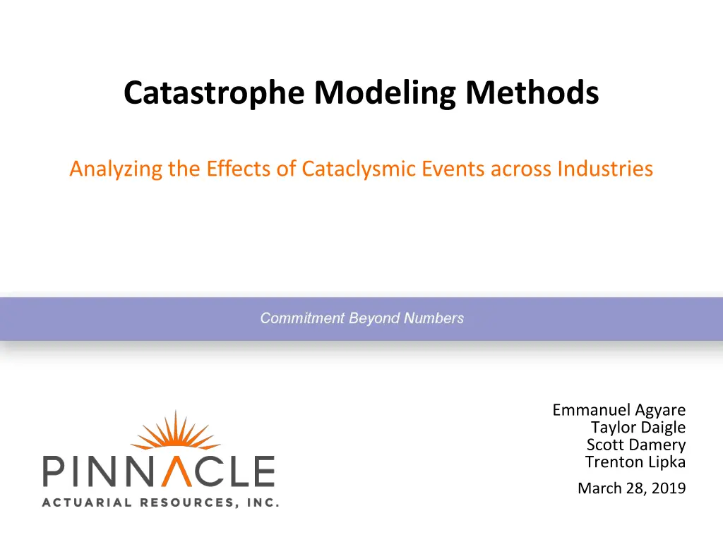 catastrophe modeling methods n.w