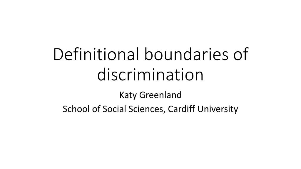 definitional boundaries of discrimination n.w