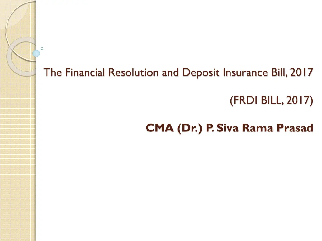 the financial resolution and deposit insurance n.w