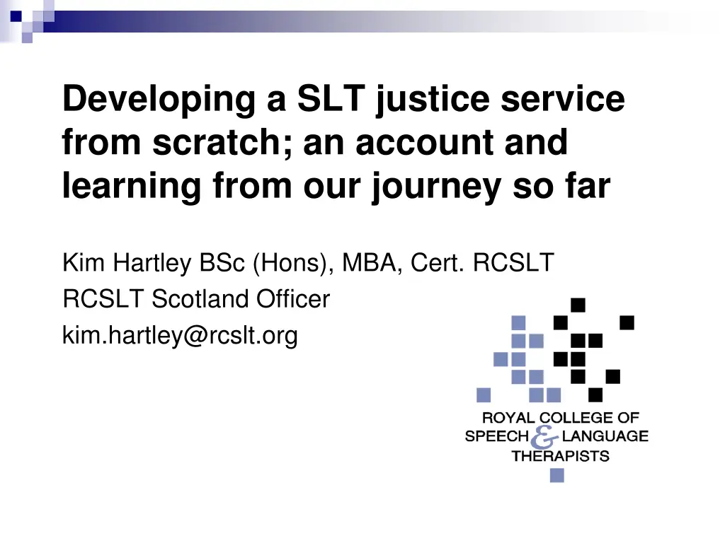 developing a slt justice service from scratch n.w