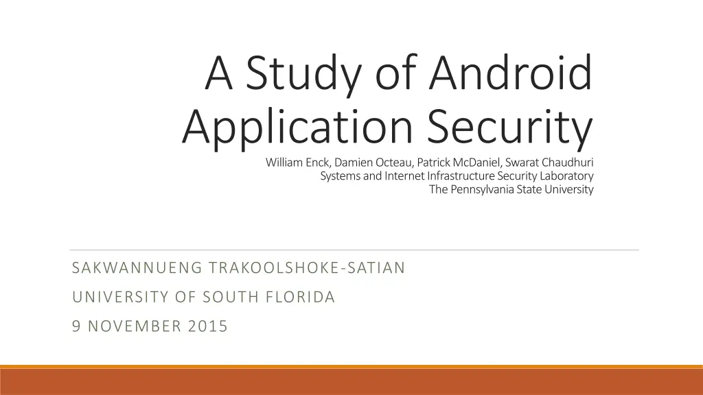a study of android application security william n.w