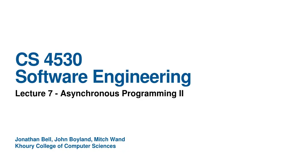 cs 4530 software engineering lecture n.w