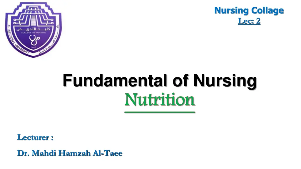 nursing collage lec 2 n.w
