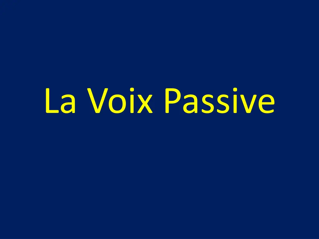 la voix passive n.w