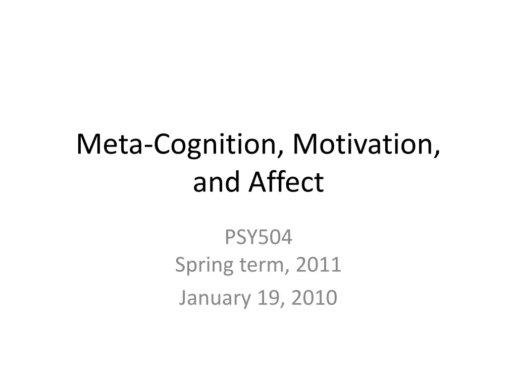 meta cognition motivation and affect n.w