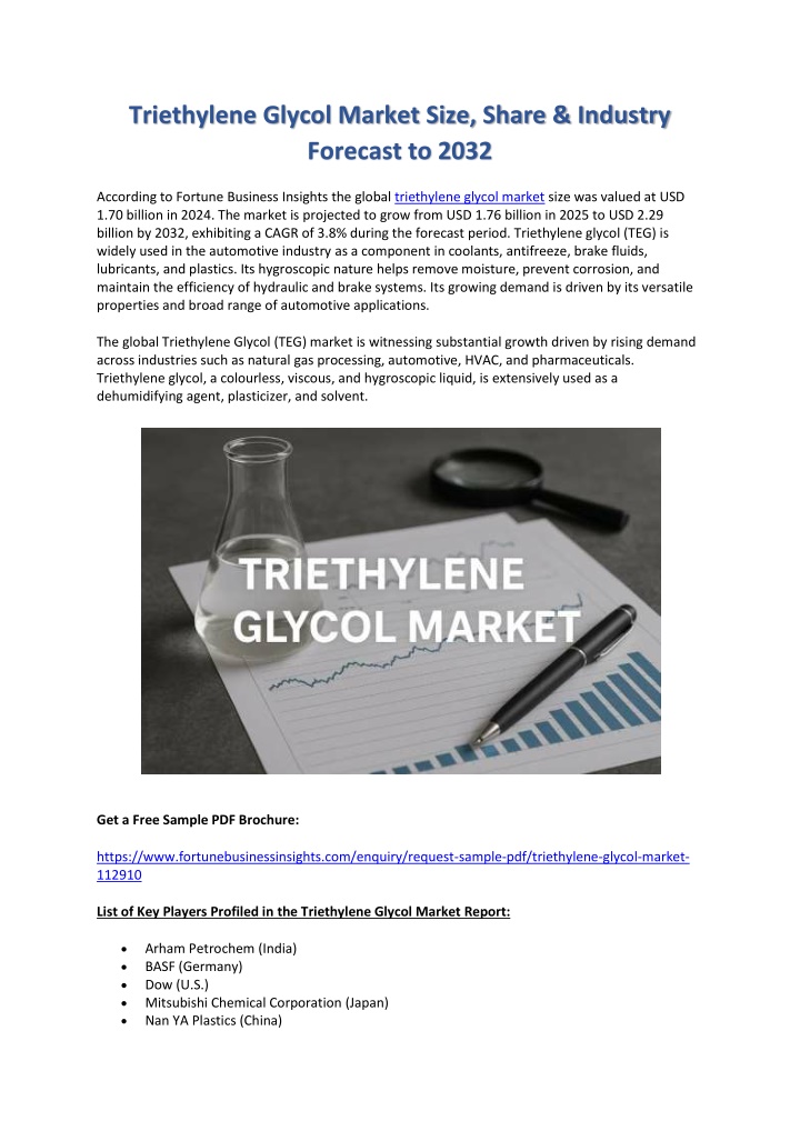 triethylene glycol market size share industry n.w