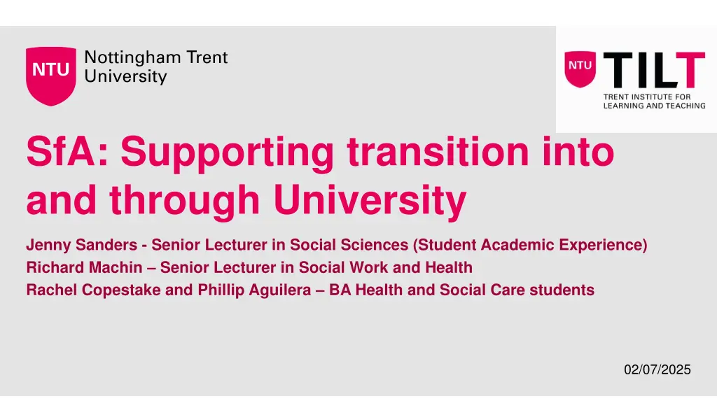 sfa supporting transition into and through n.w