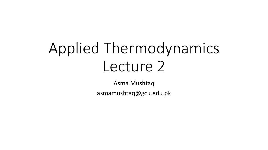 applied thermodynamics lecture 2 n.w