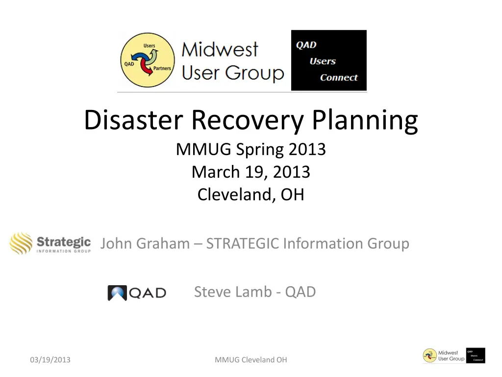 disaster recovery planning mmug spring 2013 march n.w