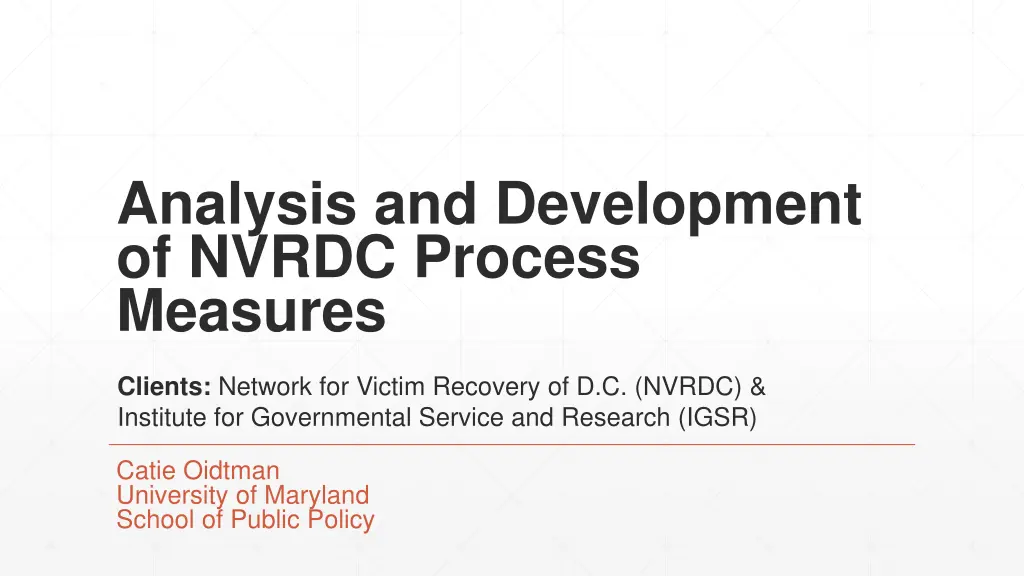 analysis and development of nvrdc process measures n.w