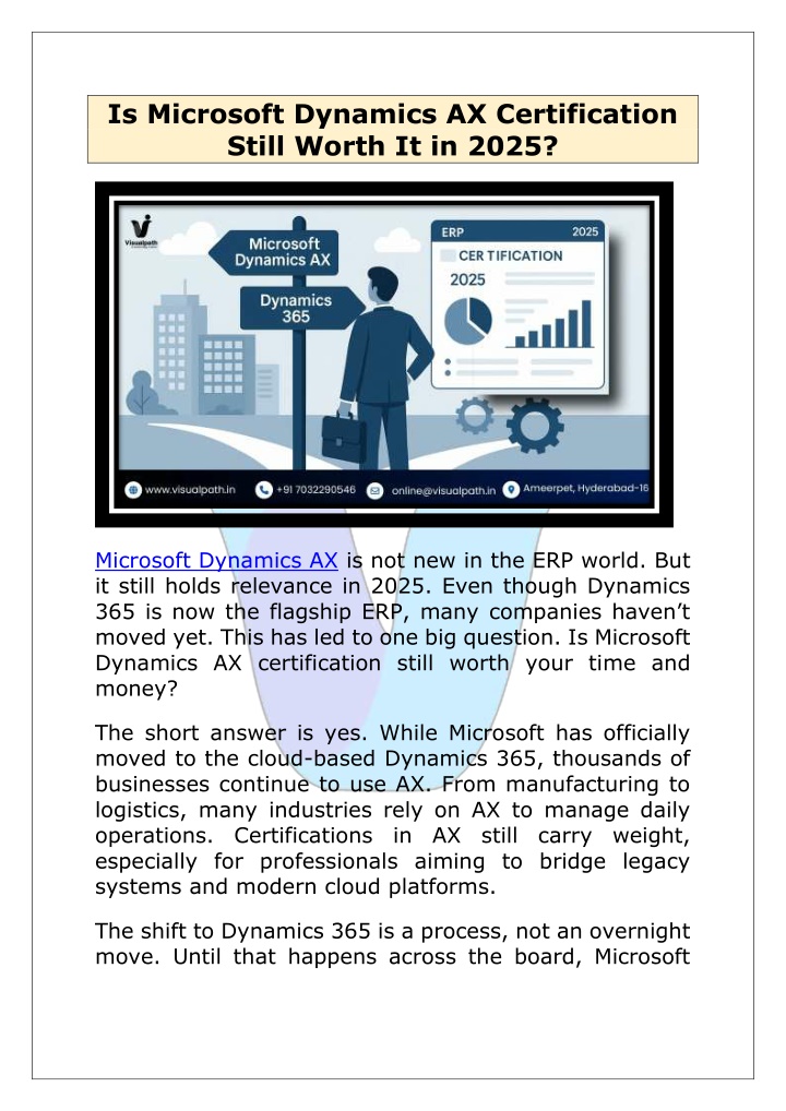 is microsoft dynamics ax certification still n.w