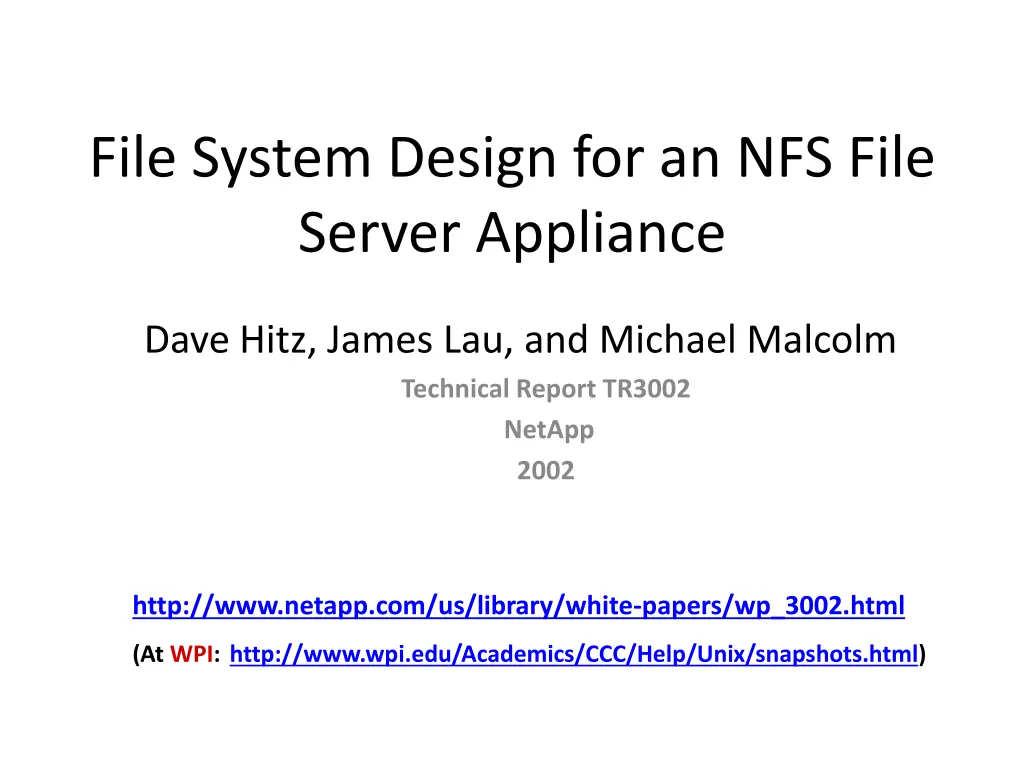 file system design for an nfs file server n.w