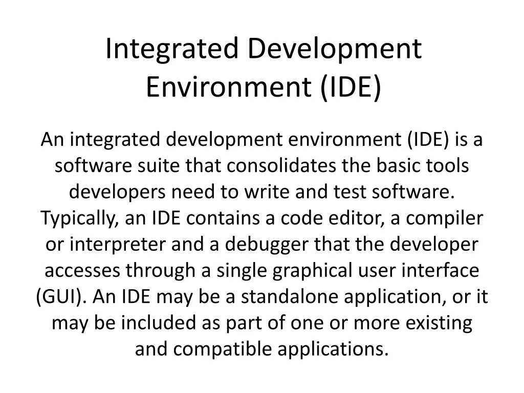 integrated development environment ide n.w