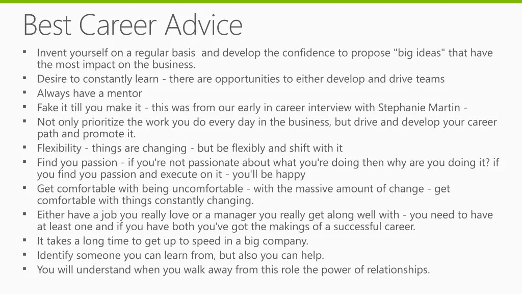 best career advice invent yourself on a regular n.w