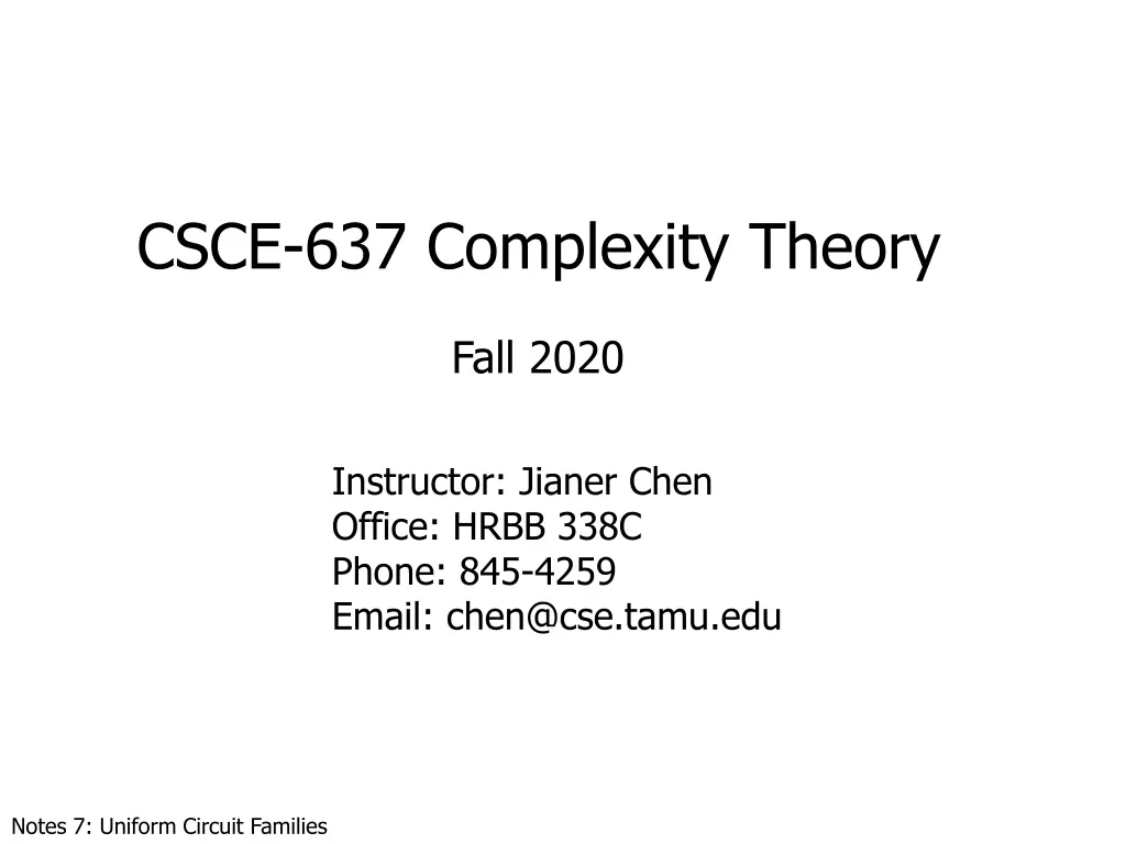 csce 637 complexity theory n.w