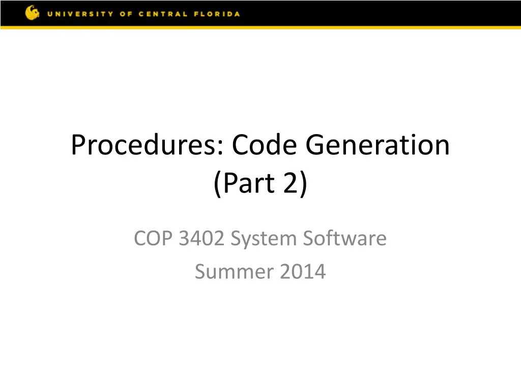 procedures code generation part 2 n.w