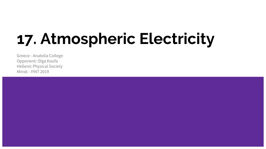 17 atmospheric electricity n.w