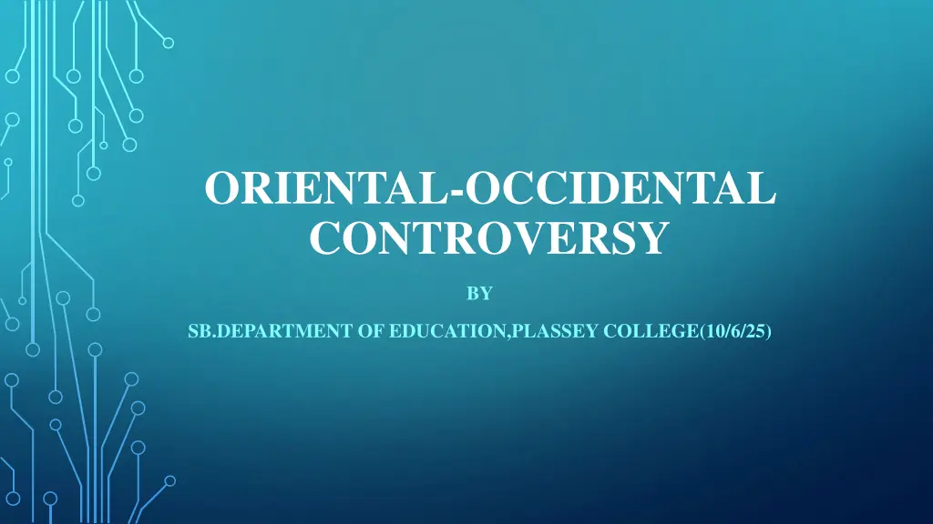 oriental occidental controversy n.w
