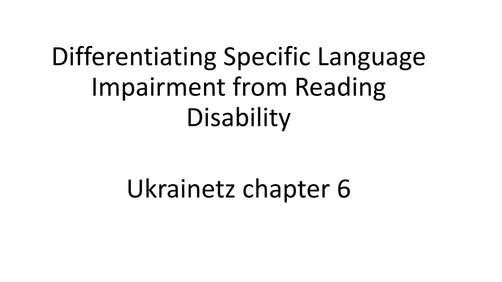 differentiating specific language impairment from n.w