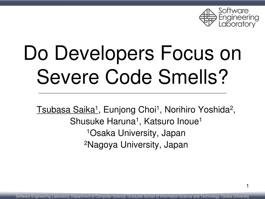 do developers focus on severe code smells n.w