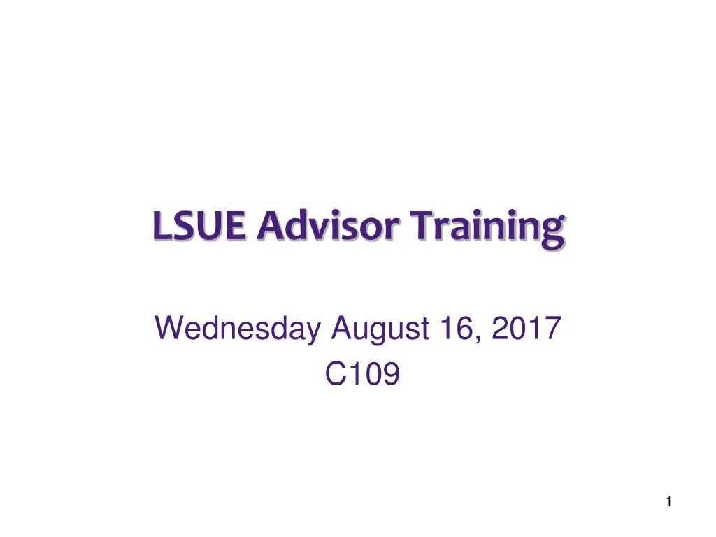 lsue advisor training n.w