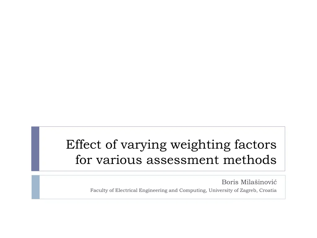 effect of varying weighting factors for various n.w