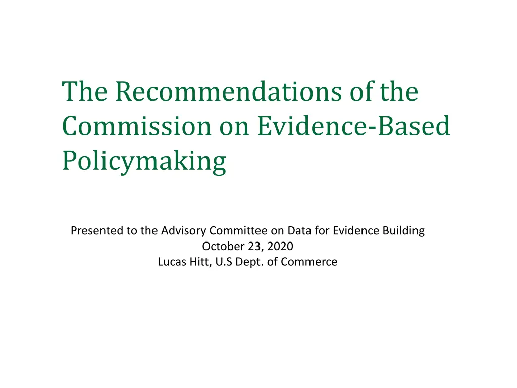 the recommendations of the commission on evidence n.w