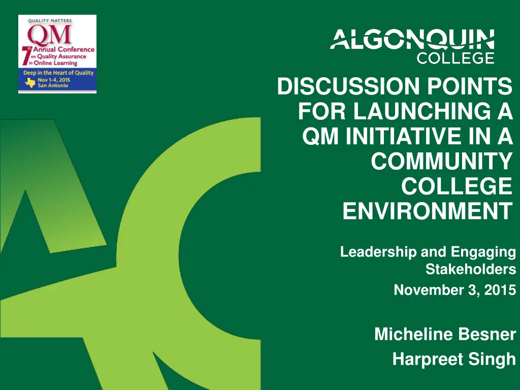 discussion points for launching a qm initiative n.w